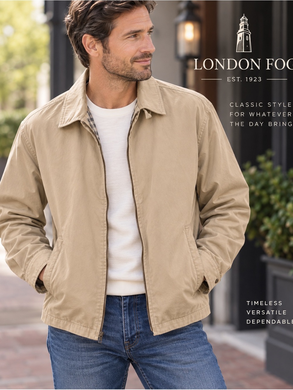 Vintage 90s London Fog Tan Jacket | Plaid Lining | Men’s L